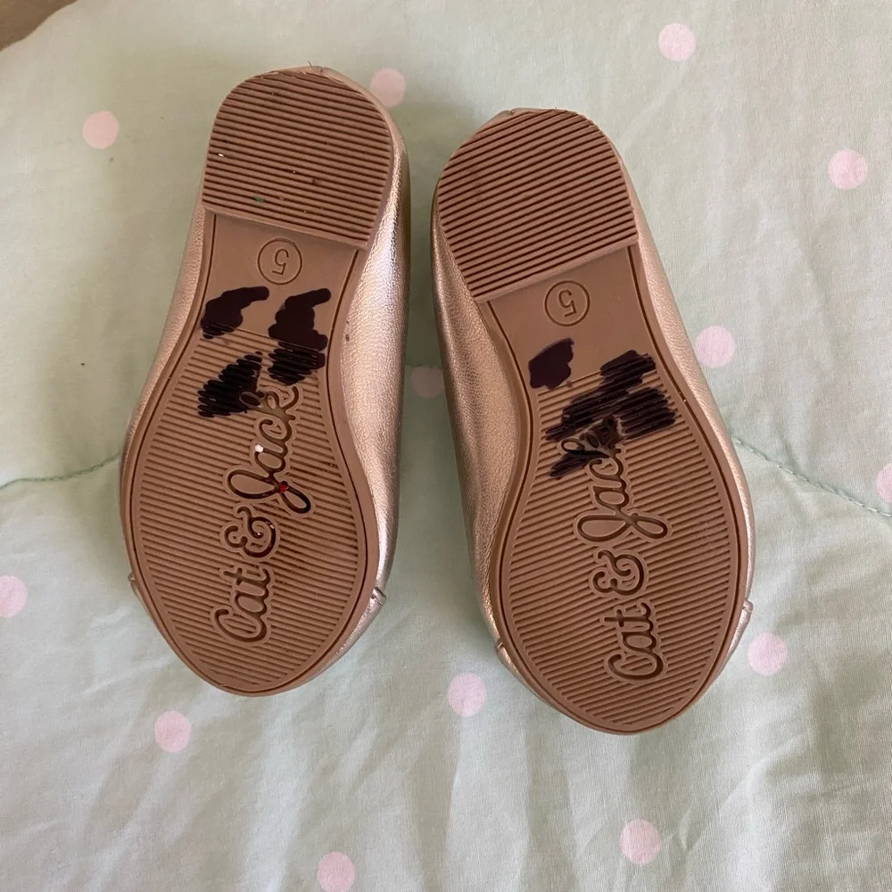 Toddler Baby Cat & Jack Girls Gold Bun Dress Shoes Size 5